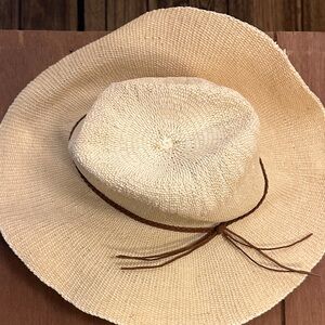 Elegant Cream Sun Hat with Brown Accent